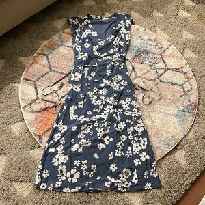 GAP Ashy Blue Midi Floral Dress - 0
